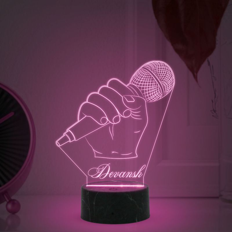 3D Illusion Microphone Night lamp for Music Studio & Home Decoration Light with Multicolored light